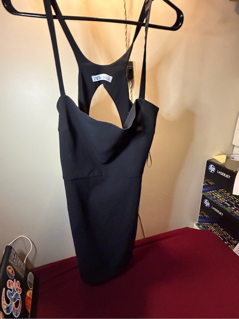 Zara Black Strappy Cutout Bodycon Dress size XL